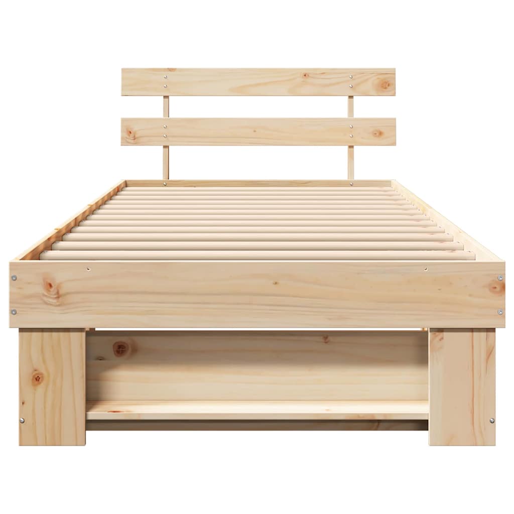 Bed Frame with Headboard Brown 90 x 200 cm Solid Pine Wood