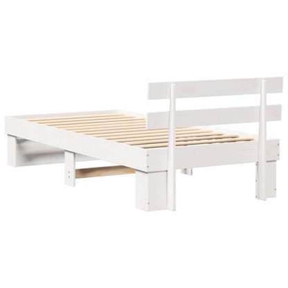 Bed Frame with Headboard White 90 x 200 cm Solid Pine Wood