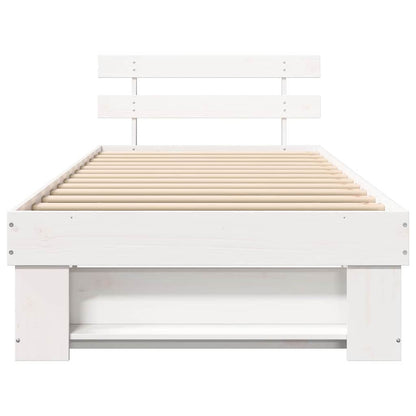 Bed Frame with Headboard White 90 x 200 cm Solid Pine Wood