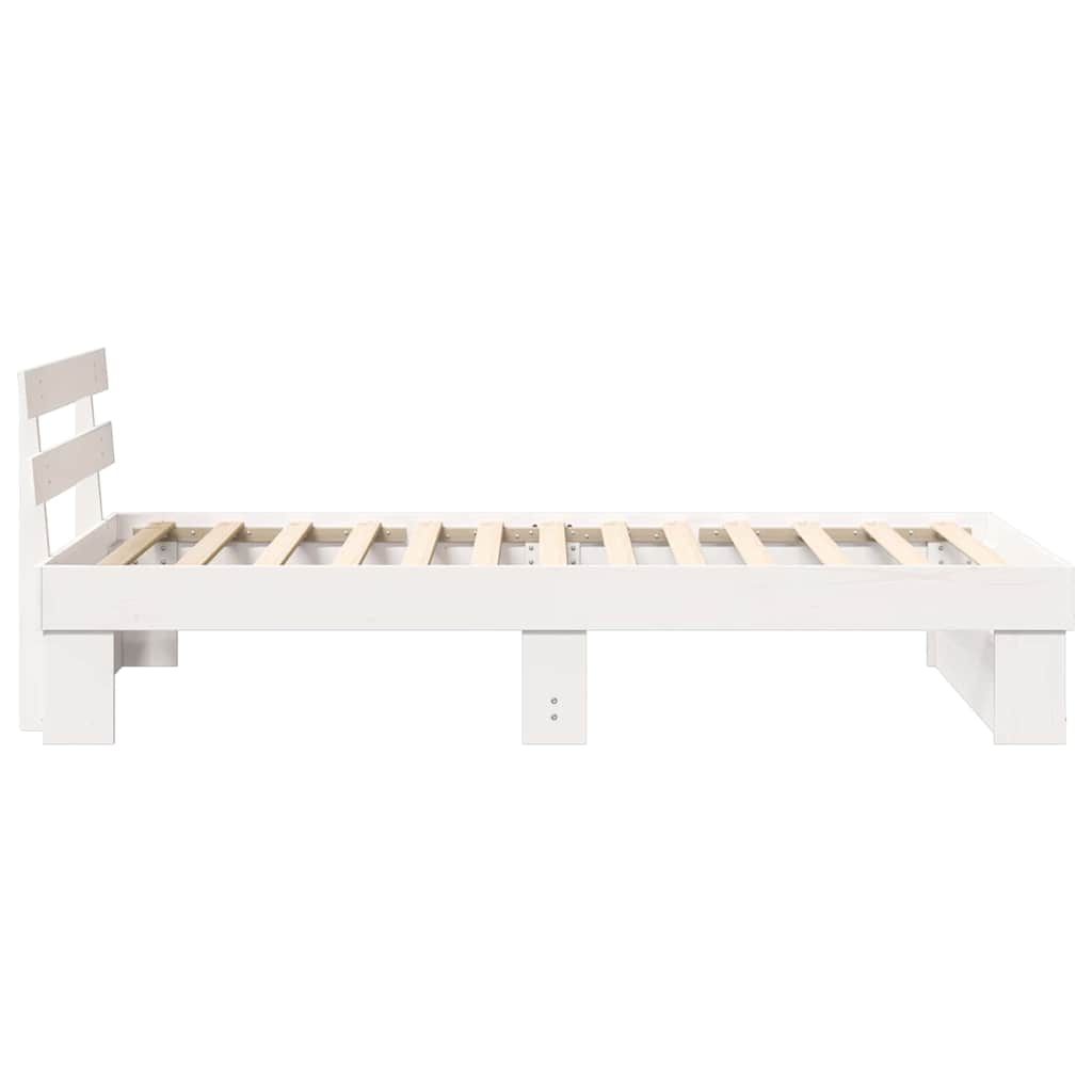 Bed Frame with Headboard White 90 x 200 cm Solid Pine Wood