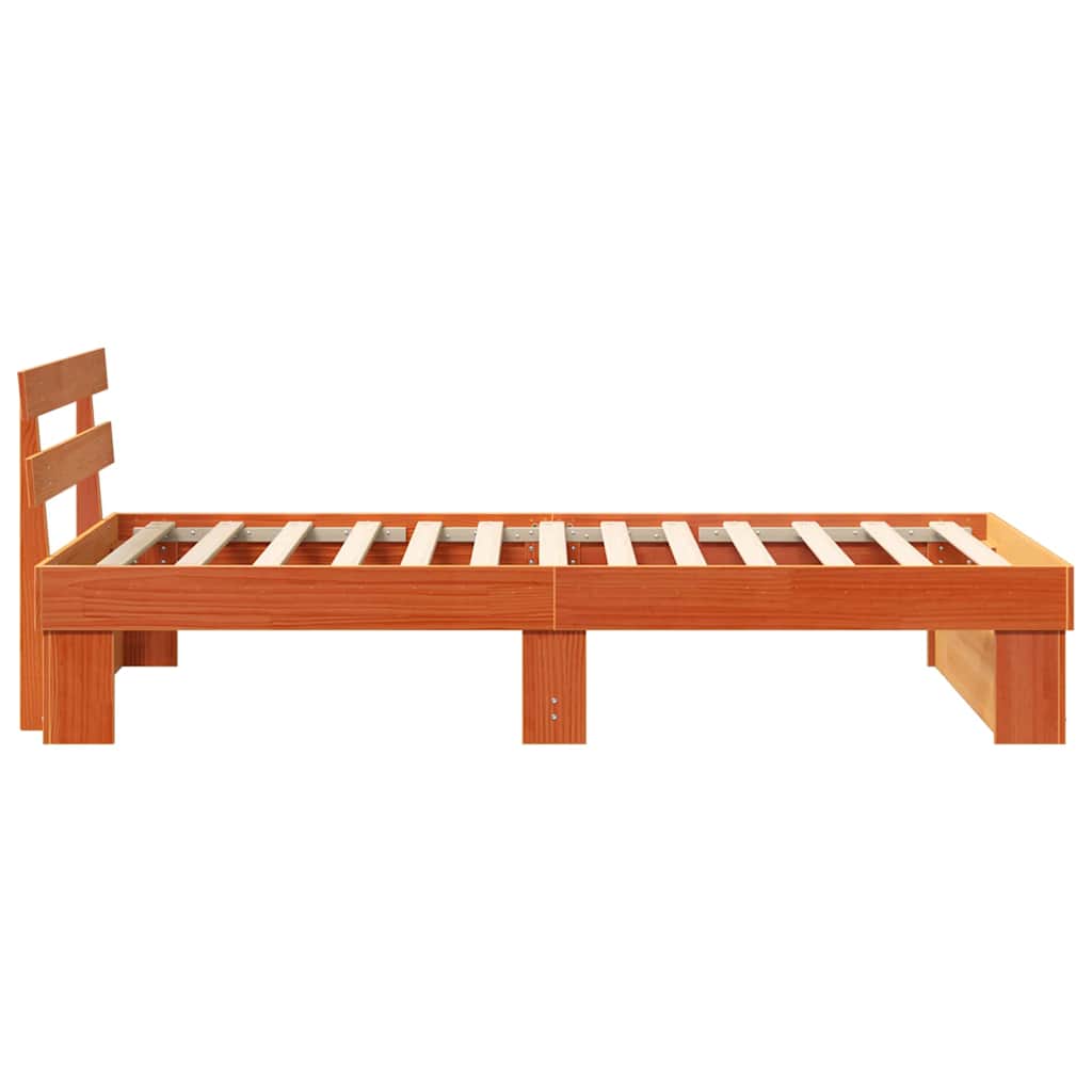 Bed Frame with Headboard Wax Brown 90 x 200 cm Solid Pine Wood