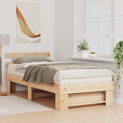 Bed Frame with Headboard Brown 90 x 190 cm Solid Pine Wood