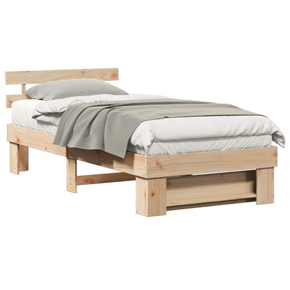 Bed Frame with Headboard Brown 90 x 190 cm Solid Pine Wood