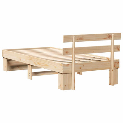 Bed Frame with Headboard Brown 90 x 190 cm Solid Pine Wood