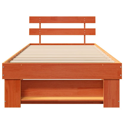 Bed Frame with Headboard Wax Brown 90 x 190 cm Solid Pine Wood