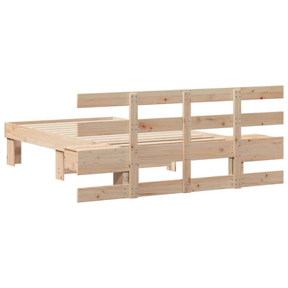 Bed Frame with Headboard Brown 100 x 200 cm Solid Pine Wood