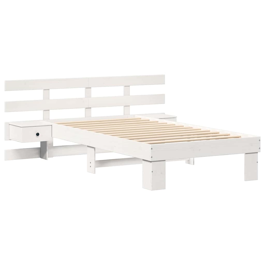 Bed Frame with Headboard White 100 x 200 cm Solid Pine Wood
