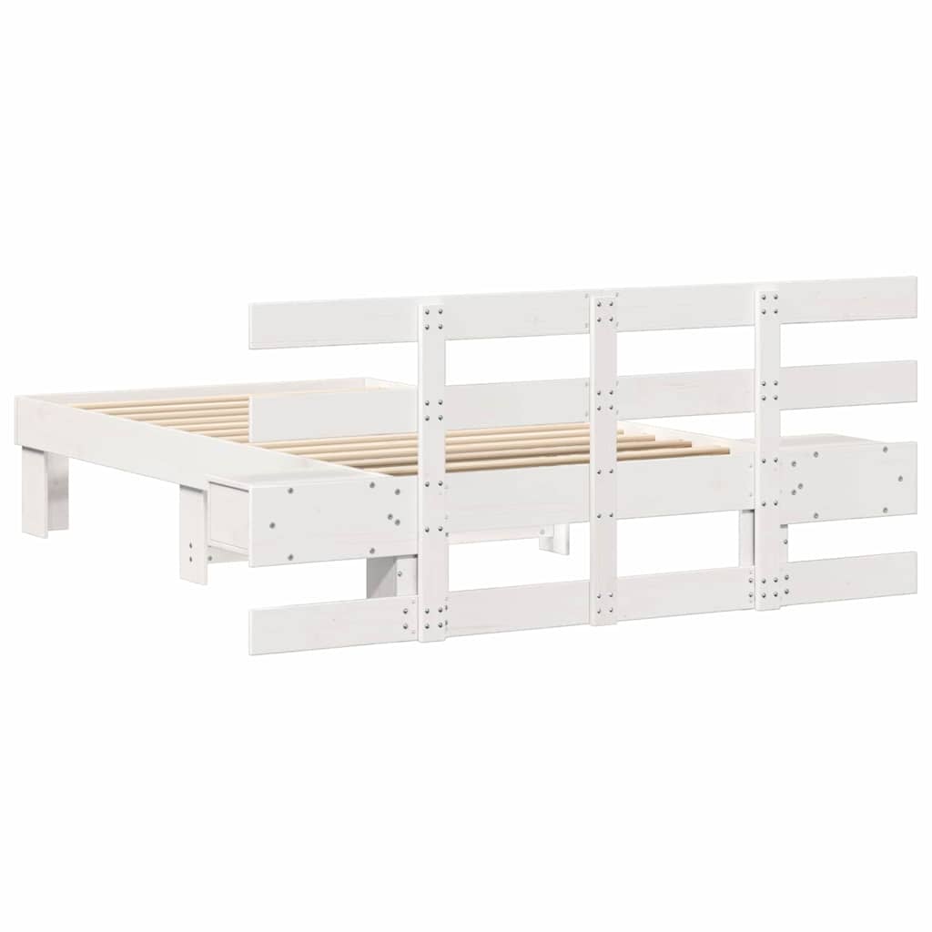 Bed Frame with Headboard White 100 x 200 cm Solid Pine Wood