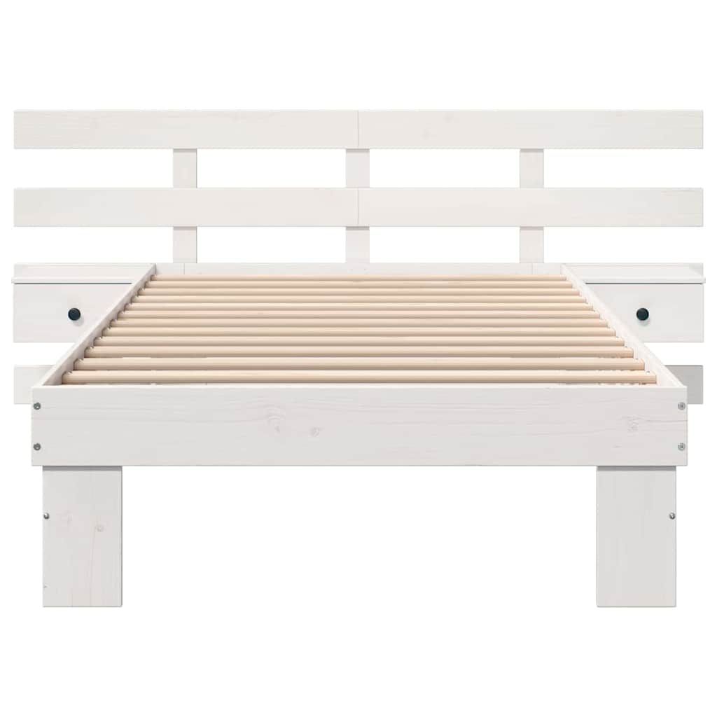 Bed Frame with Headboard White 100 x 200 cm Solid Pine Wood