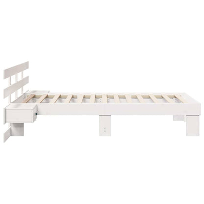 Bed Frame with Headboard White 100 x 200 cm Solid Pine Wood