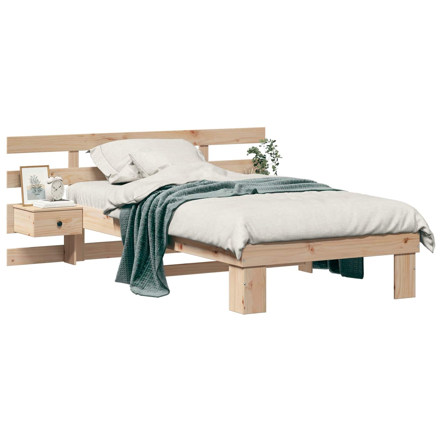 Bed Frame with Headboard Brown 90 x 200 cm Solid Pine Wood