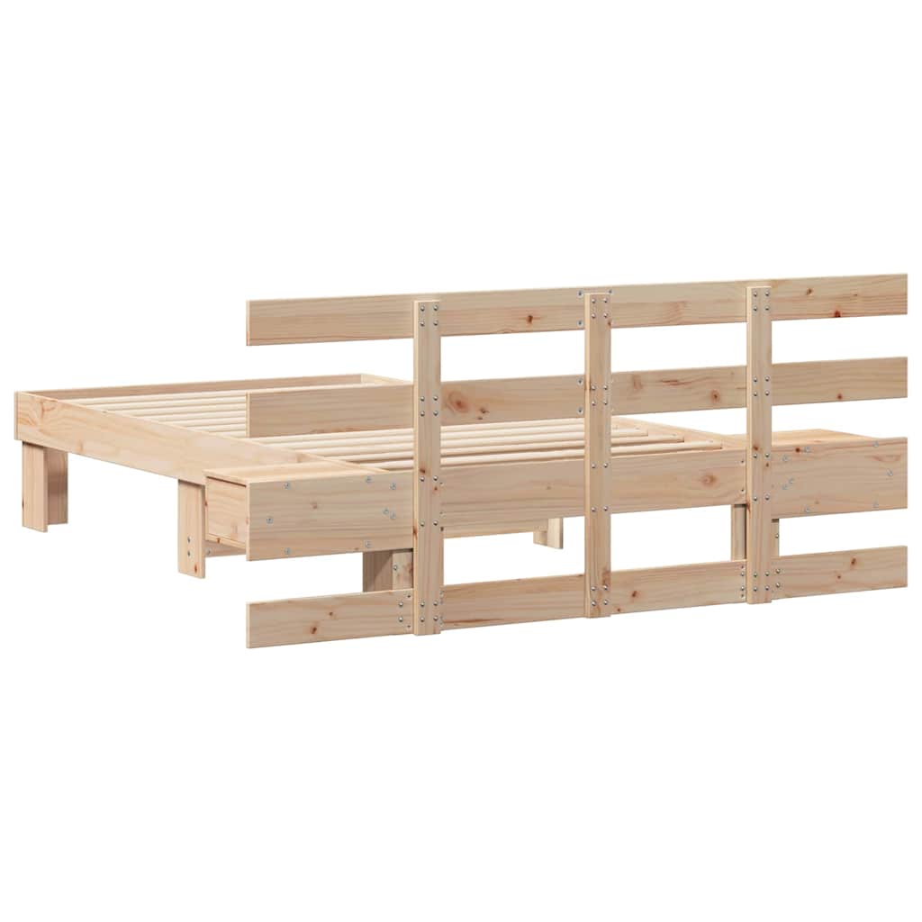 Bed Frame with Headboard Brown 90 x 200 cm Solid Pine Wood