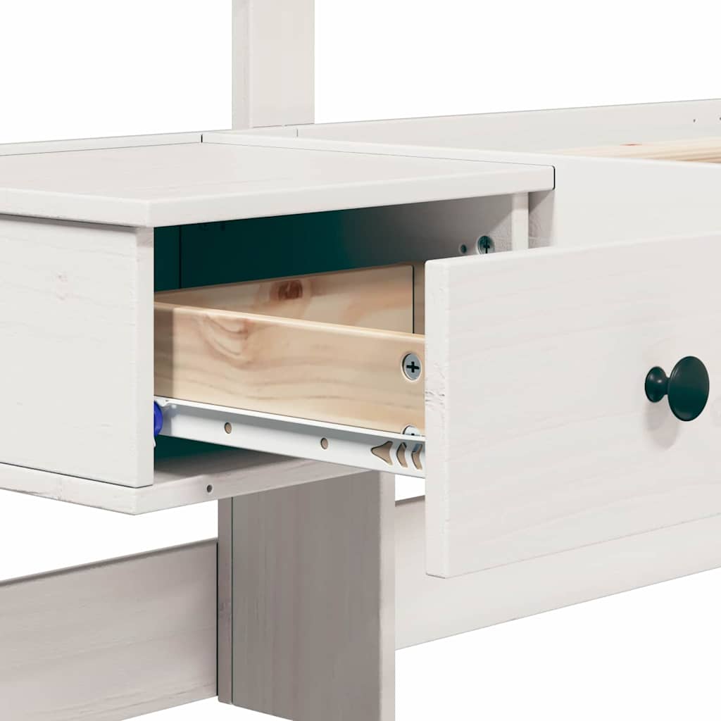 Bed Frame with Headboard White 90 x 200 cm Solid Pine Wood