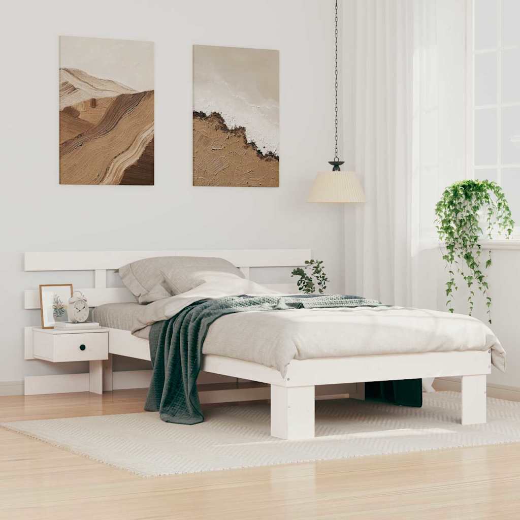 Bed Frame with Headboard White 80 x 200 cm Solid Pine Wood
