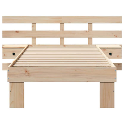 Bed Frame with Headboard Brown 90 x 190 cm Solid Pine Wood