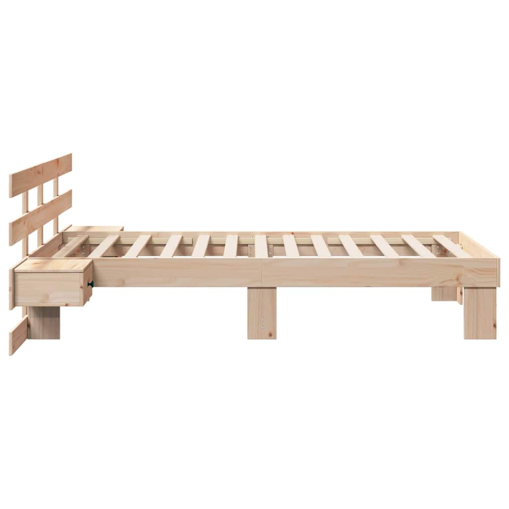 Bed Frame with Headboard Brown 90 x 190 cm Solid Pine Wood