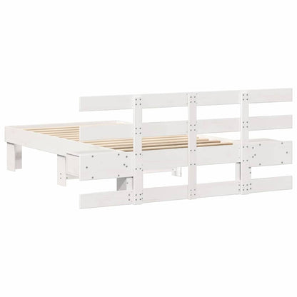 Bed Frame with Headboard White 90 x 190 cm Solid Pine Wood
