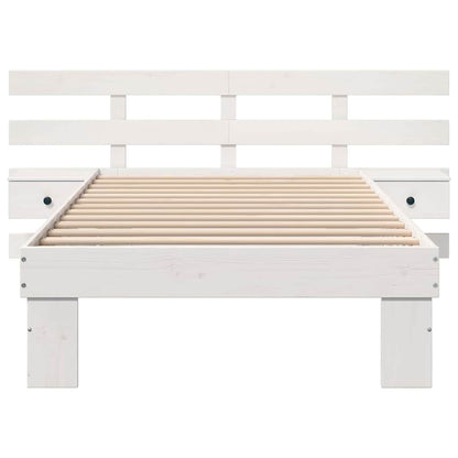 Bed Frame with Headboard White 90 x 190 cm Solid Pine Wood