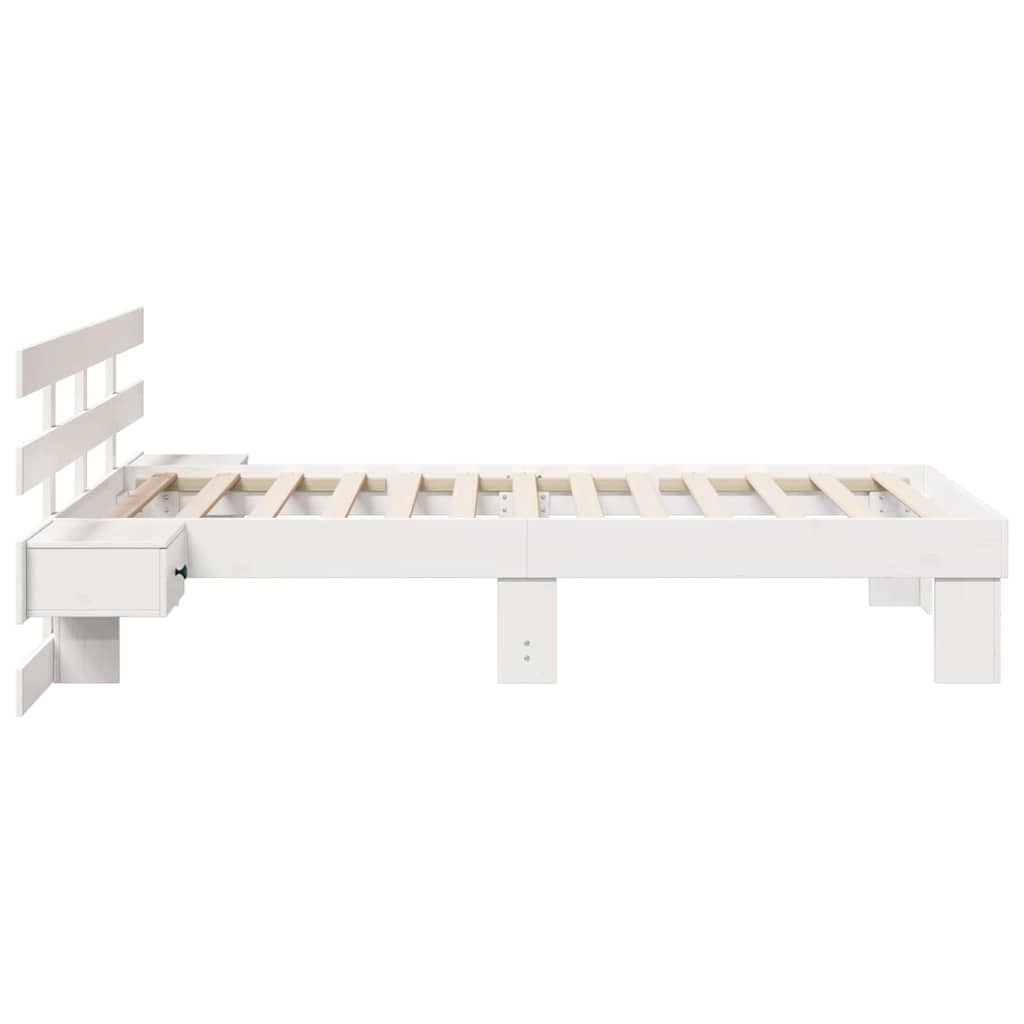 Bed Frame with Headboard White 90 x 190 cm Solid Pine Wood