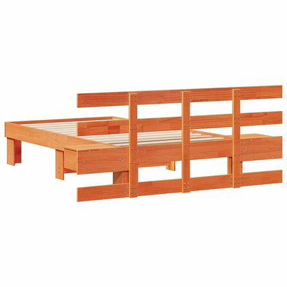 Bed Frame with Headboard Wax Brown 90 x 190 cm Solid Pine Wood