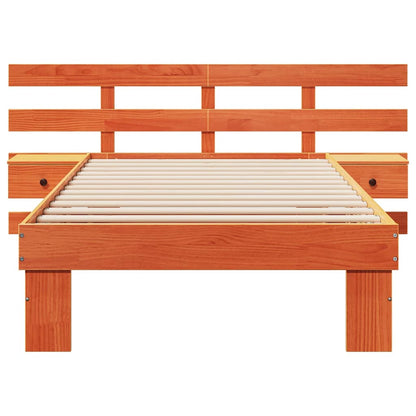 Bed Frame with Headboard Wax Brown 90 x 190 cm Solid Pine Wood