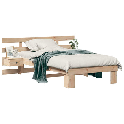Bed Frame with Headboard Brown 75 x 190 cm Solid Pine Wood