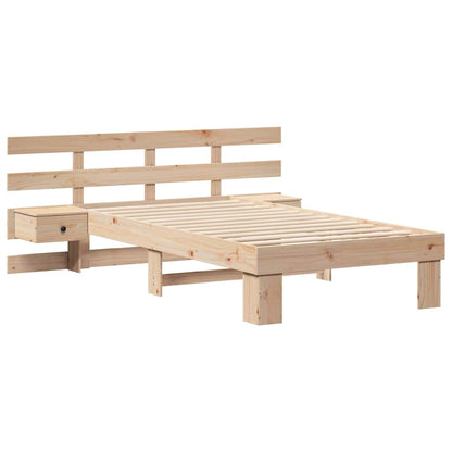 Bed Frame with Headboard Brown 75 x 190 cm Solid Pine Wood