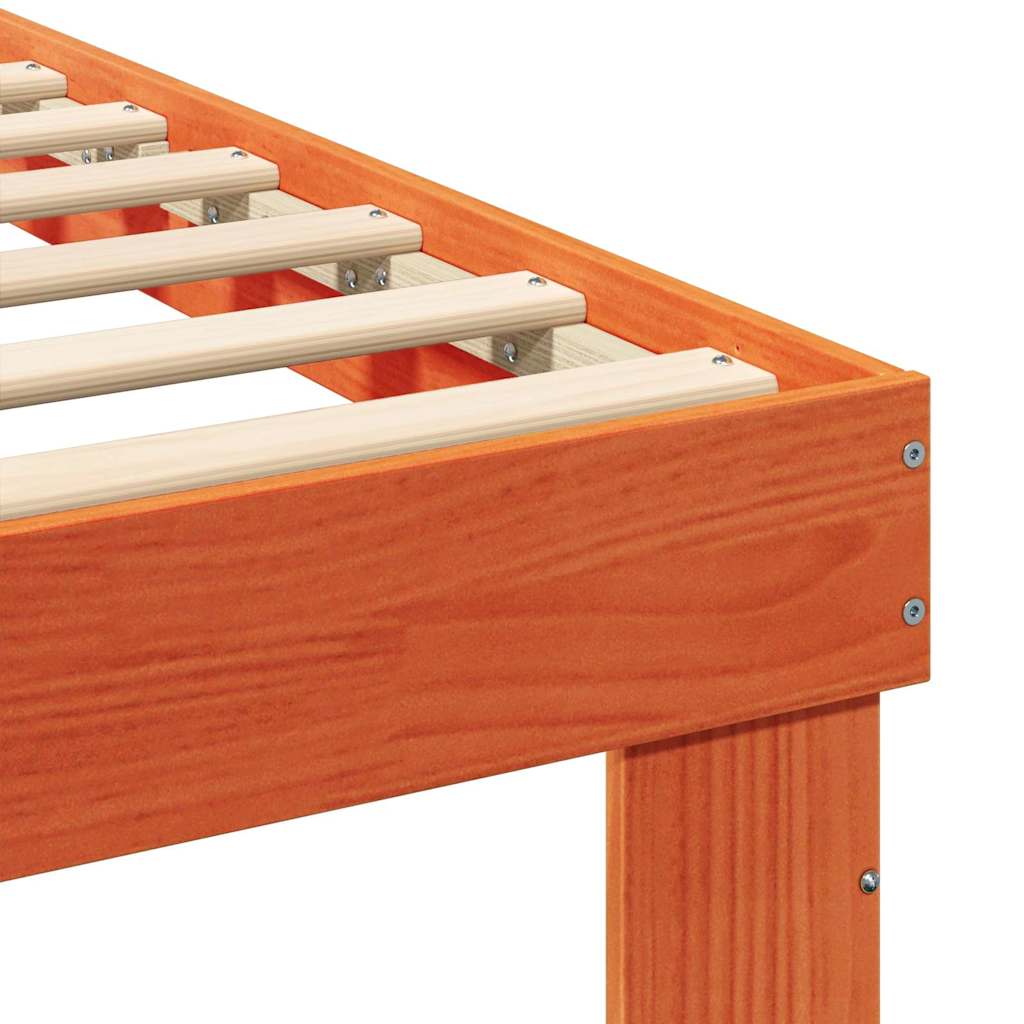 Bed Frame with Headboard Wax Brown 75 x 190 cm Solid Pine Wood