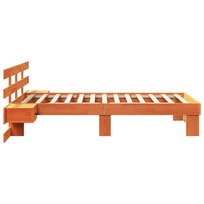 Bed Frame with Headboard Wax Brown 75 x 190 cm Solid Pine Wood