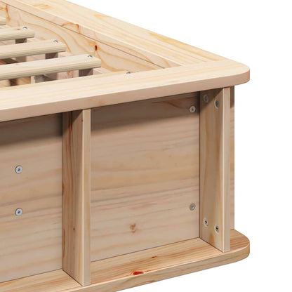 Bed Frame Wax Brown 75 x 190 cm Solid Pine Wood