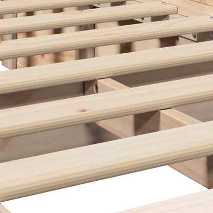 Bed Frame Wax Brown 75 x 190 cm Solid Pine Wood