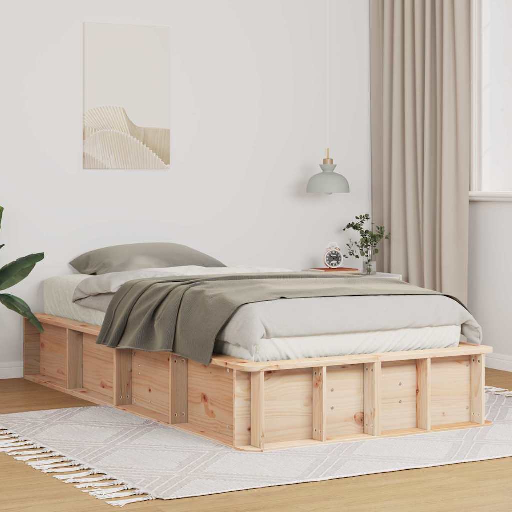 Bed Frame Wax Brown 75 x 190 cm Solid Pine Wood