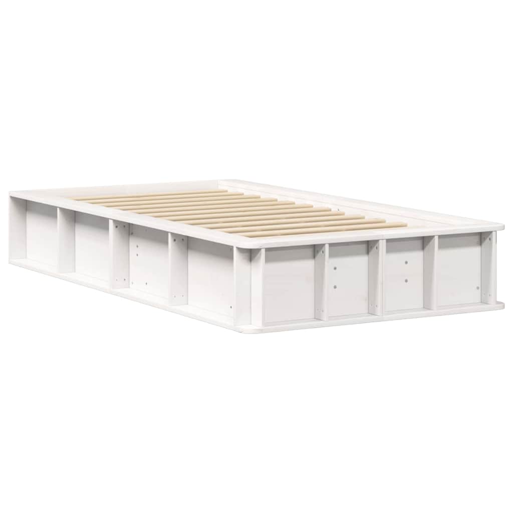 Bed Frame White 75 x 190 cm Solid Pine Wood