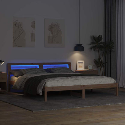 Bed Frame with Headboard Brown 180 x 200 cm Solid Pine Wood