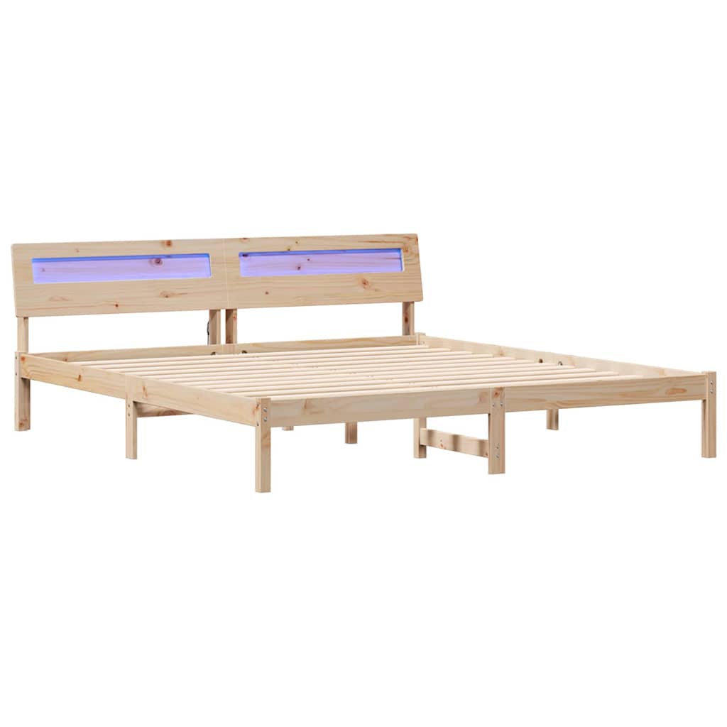 Bed Frame with Headboard Brown 180 x 200 cm Solid Pine Wood