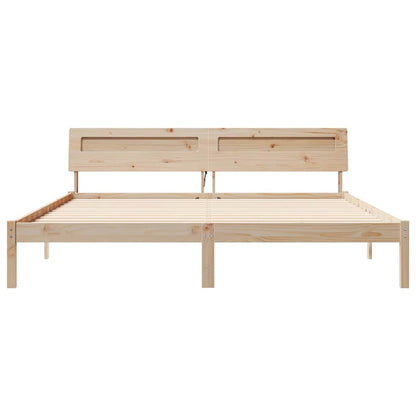Bed Frame with Headboard Brown 180 x 200 cm Solid Pine Wood