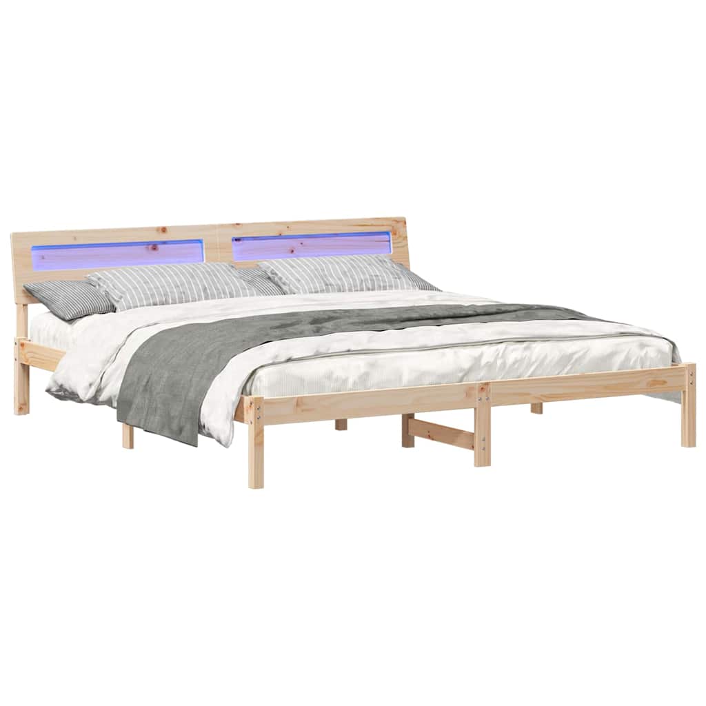 Bed Frame with Headboard Brown 180 x 200 cm Solid Pine Wood