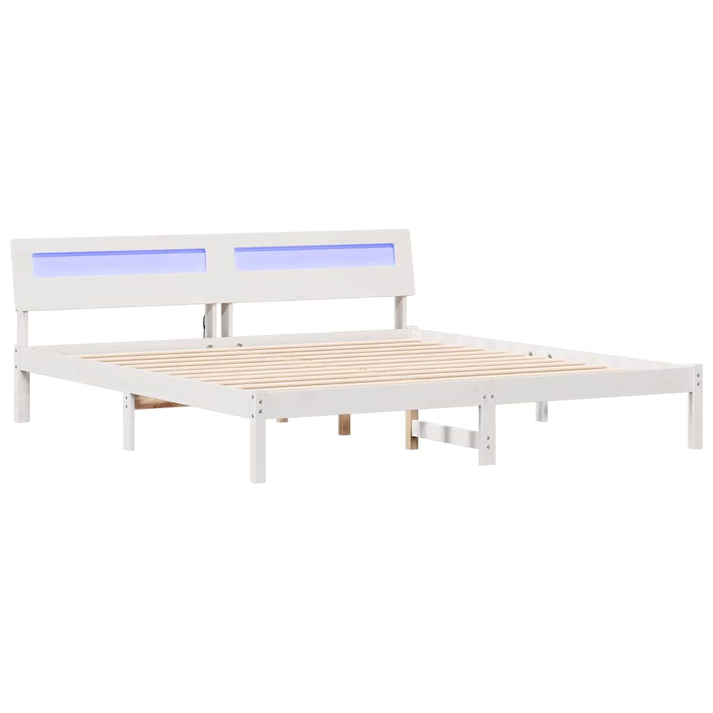 Bed Frame with Headboard White 180 x 200 cm Solid Pine Wood