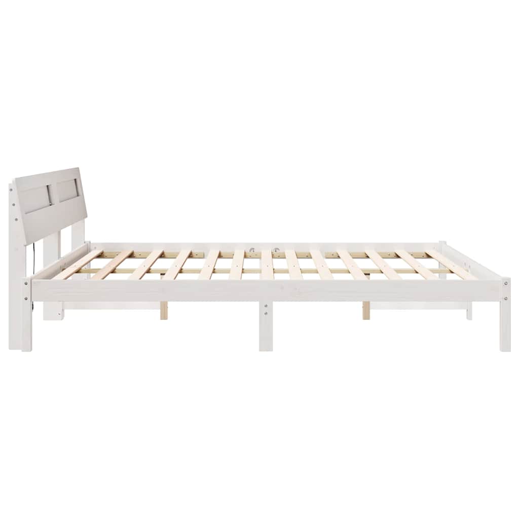 Bed Frame with Headboard White 180 x 200 cm Solid Pine Wood