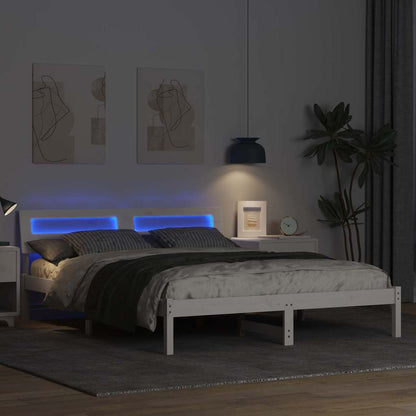 Bed Frame with Headboard White 160 x 200 cm Solid Pine Wood