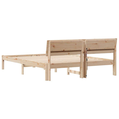 Bed Frame with Headboard Brown 150 x 200 cm Solid Pine Wood