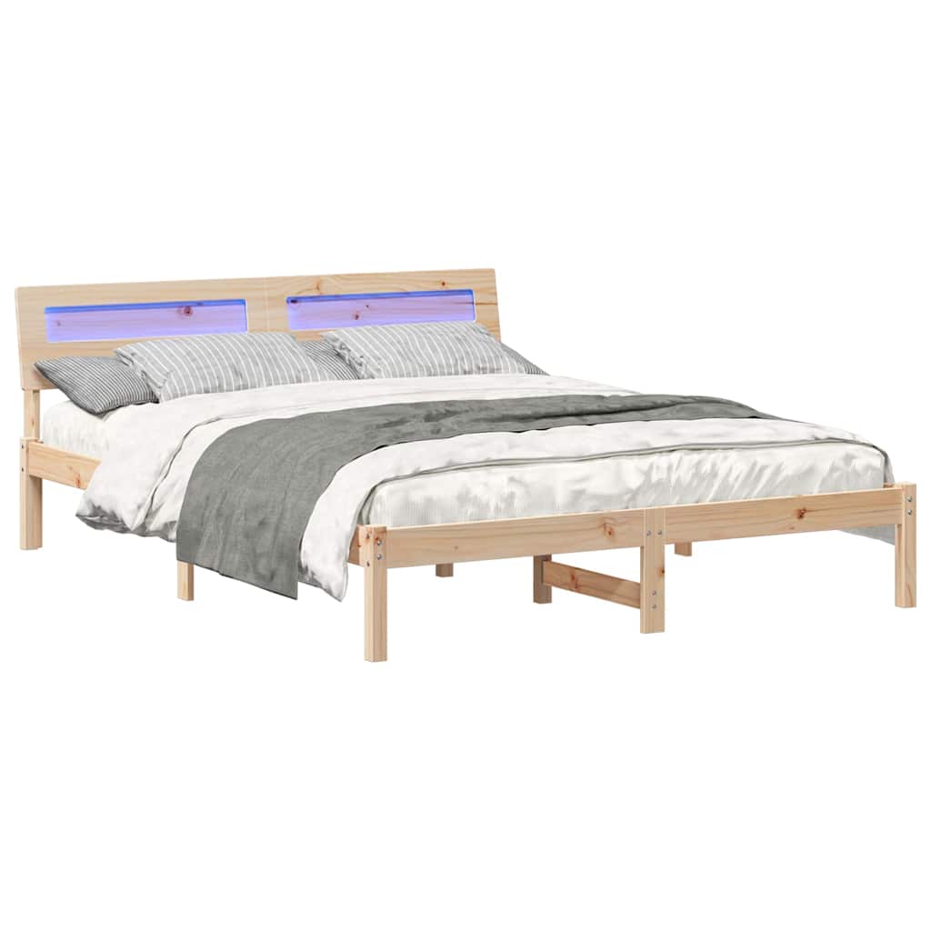 Bed Frame with Headboard Brown 150 x 200 cm Solid Pine Wood