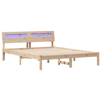 Bed Frame with Headboard Brown 140 x 200 cm Solid Pine Wood