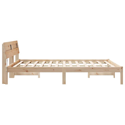 Bed Frame with Headboard Brown 140 x 200 cm Solid Pine Wood