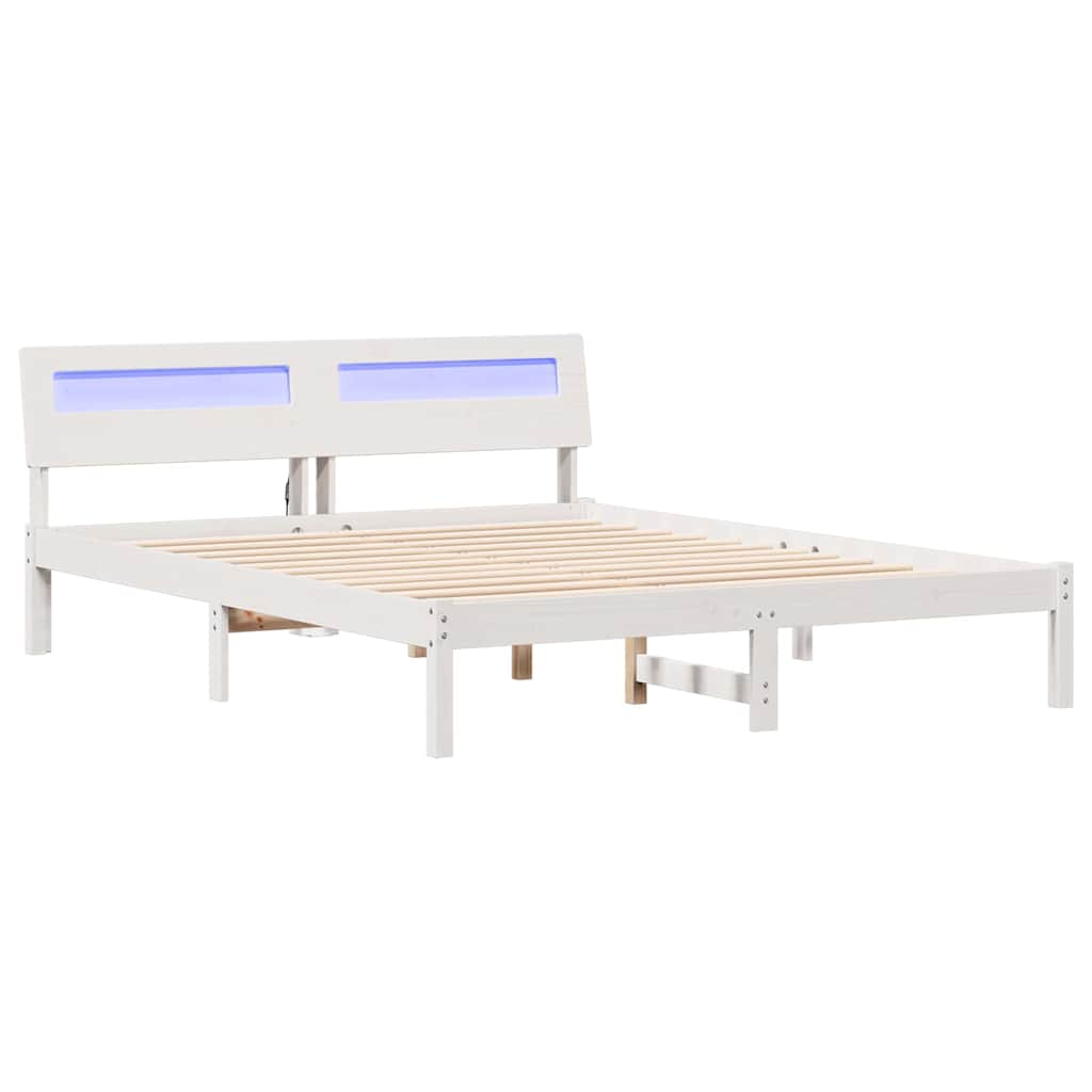 Bed Frame with Headboard White 140 x 200 cm Solid Pine Wood