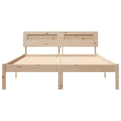 Bed Frame with Headboard Brown 140 x 190 cm Solid Pine Wood