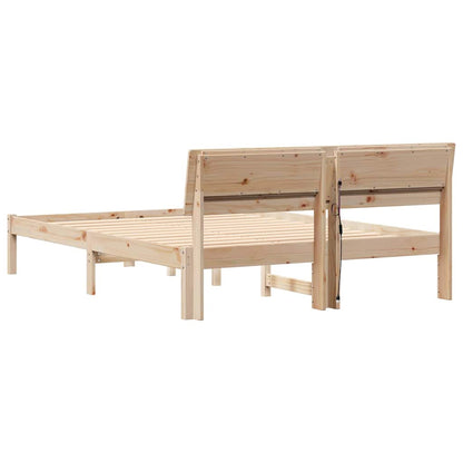 Bed Frame with Headboard Brown 135 x 190 cm Solid Pine Wood