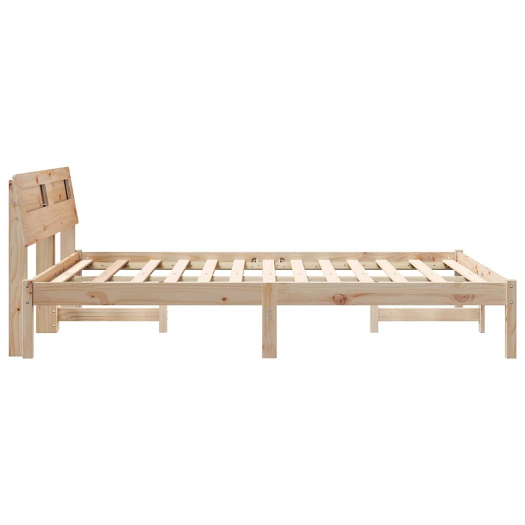 Bed Frame with Headboard Brown 135 x 190 cm Solid Pine Wood