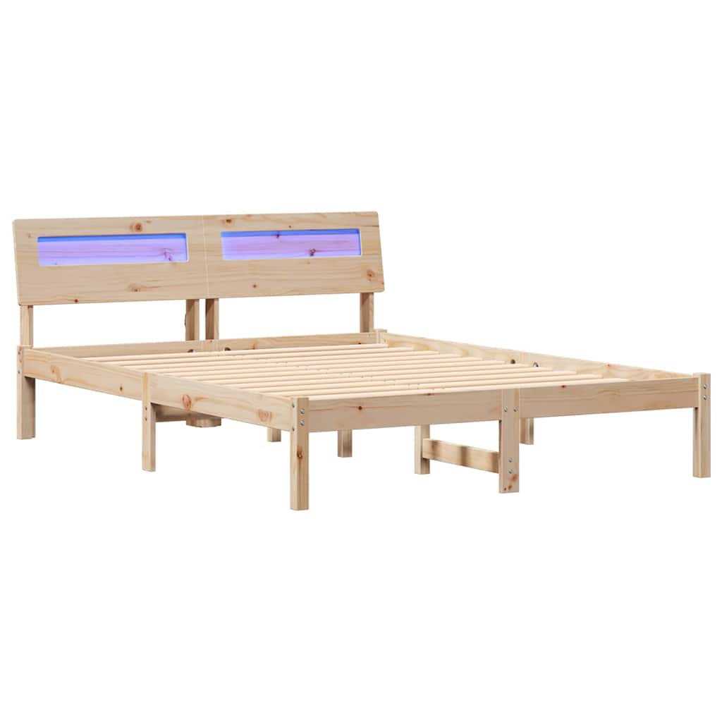 Bed Frame with Headboard Brown 120 x 190 cm Solid Pine Wood