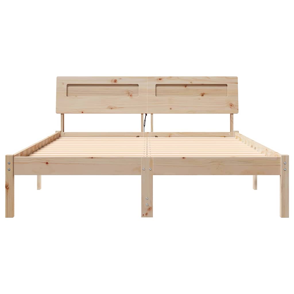 Bed Frame with Headboard Brown 120 x 190 cm Solid Pine Wood